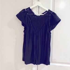 Rebecca Taylor Black Dolman Sleeve Pleated Blouse